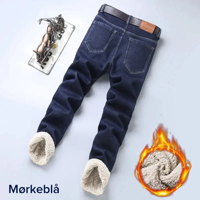 Herre løs passform rett ben jeans i falsk fleece