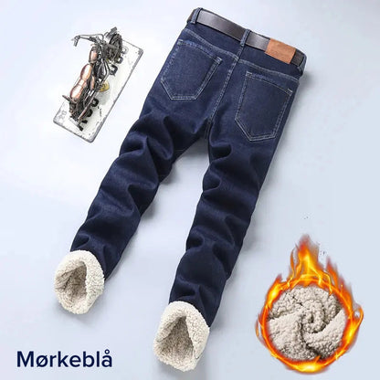 Herre løs passform rett ben jeans i falsk fleece