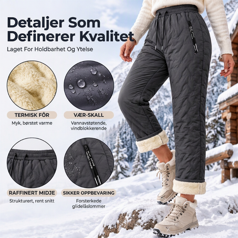 Vinterbukser med tykk fôring av plagg for kvinner