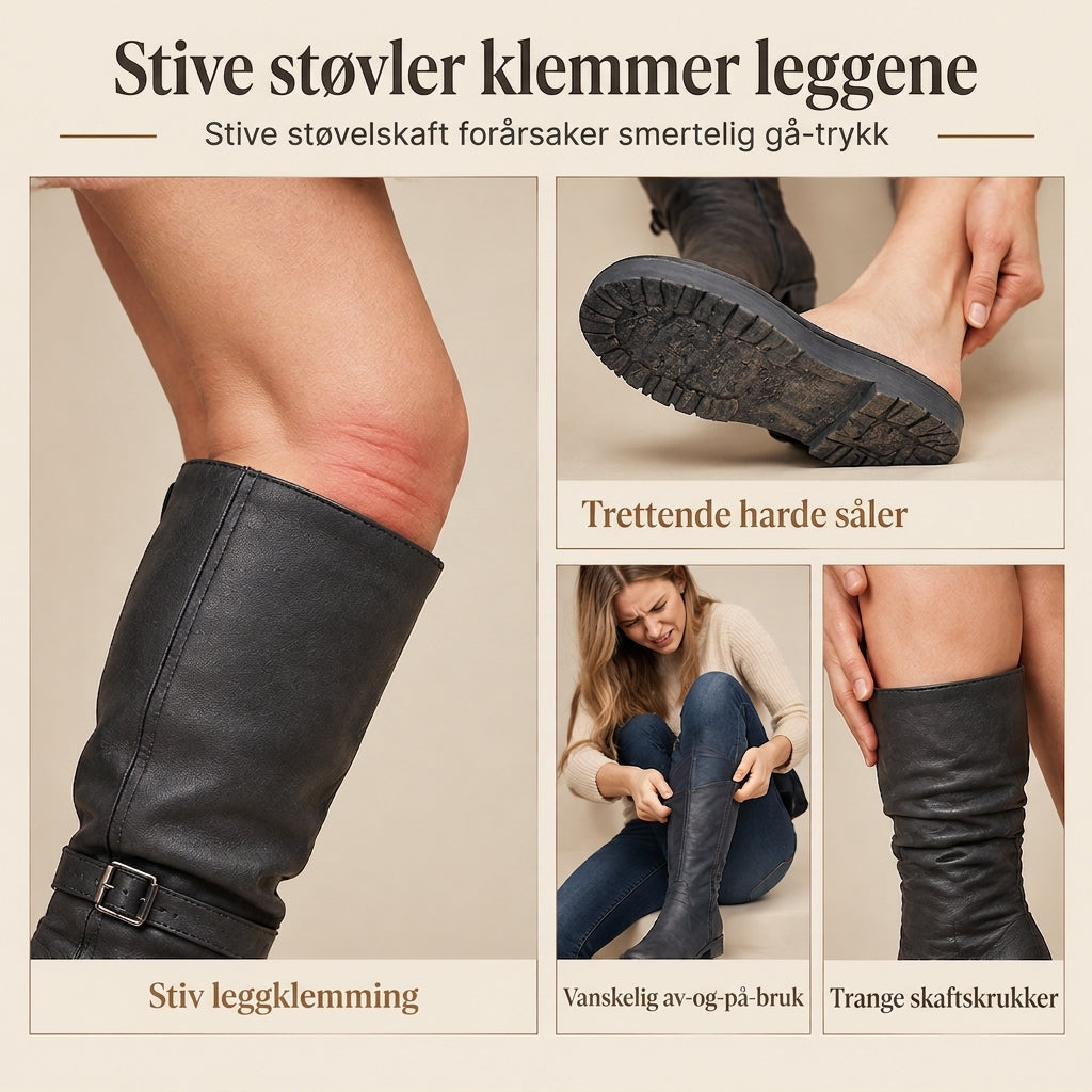 Dame Retro Slåslett Skuldringhøye Støvler Komfortable Flate Dobbeltspenne Høye Støvler