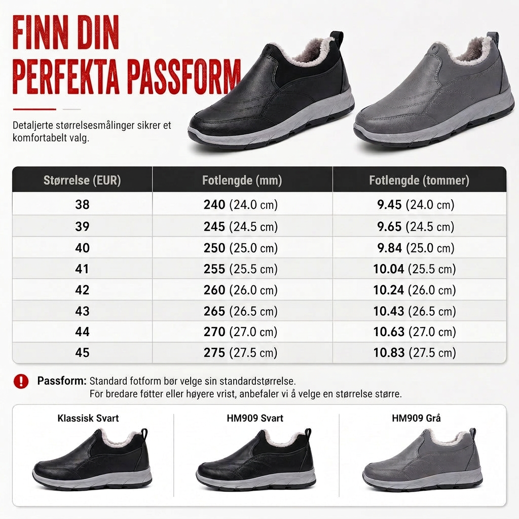 Komfortable vintersko for herrer – varme slip-on-sko med myk såle