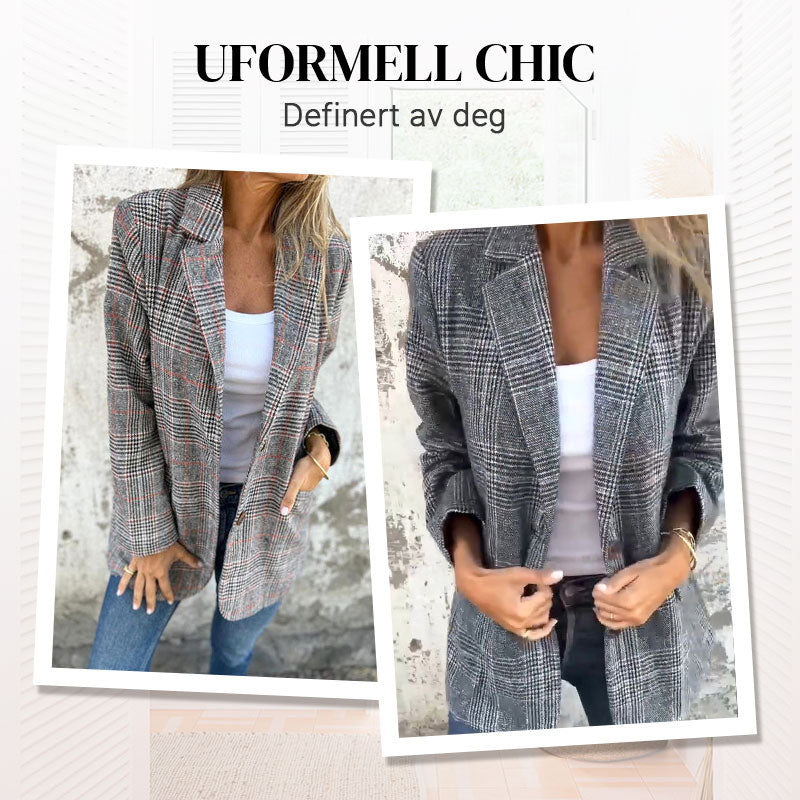 Klassisk Rutet Blazer for Kvinner