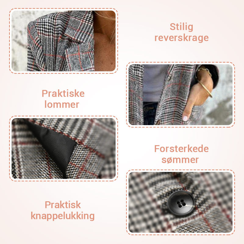 Klassisk Rutet Blazer for Kvinner