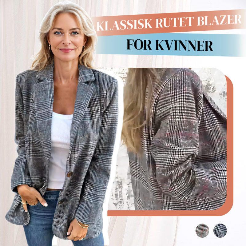 Klassisk Rutet Blazer for Kvinner