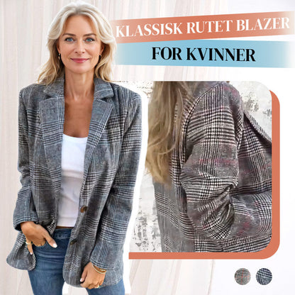Klassisk Rutet Blazer for Kvinner