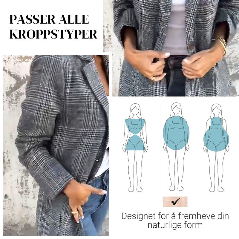 Klassisk Rutet Blazer for Kvinner