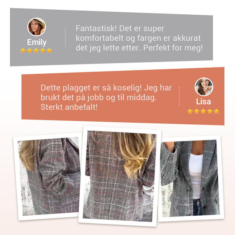 Klassisk Rutet Blazer for Kvinner