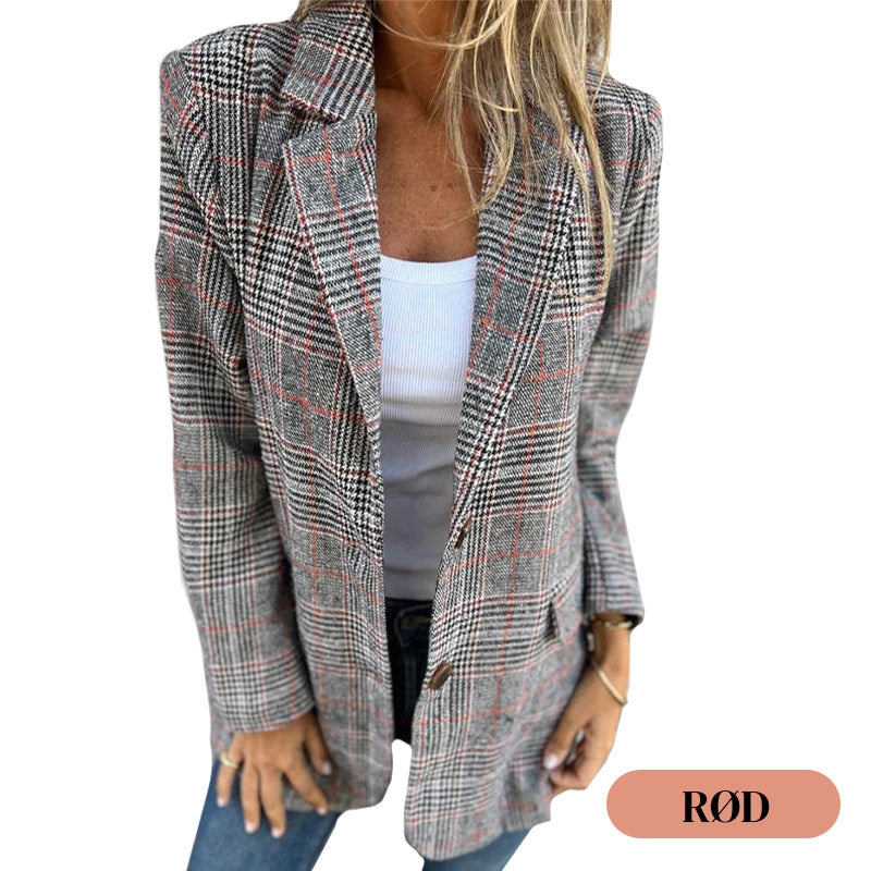 Klassisk Rutet Blazer for Kvinner