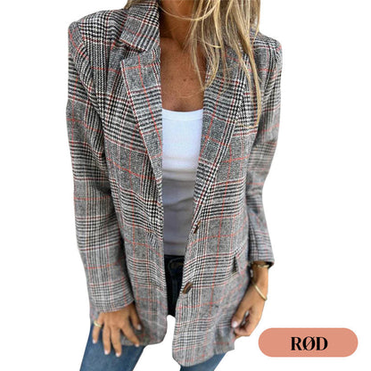 Klassisk Rutet Blazer for Kvinner