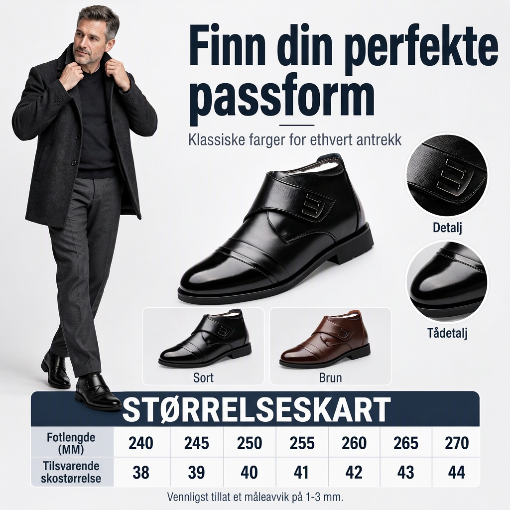 Varme og vanntette skinnsko for menn