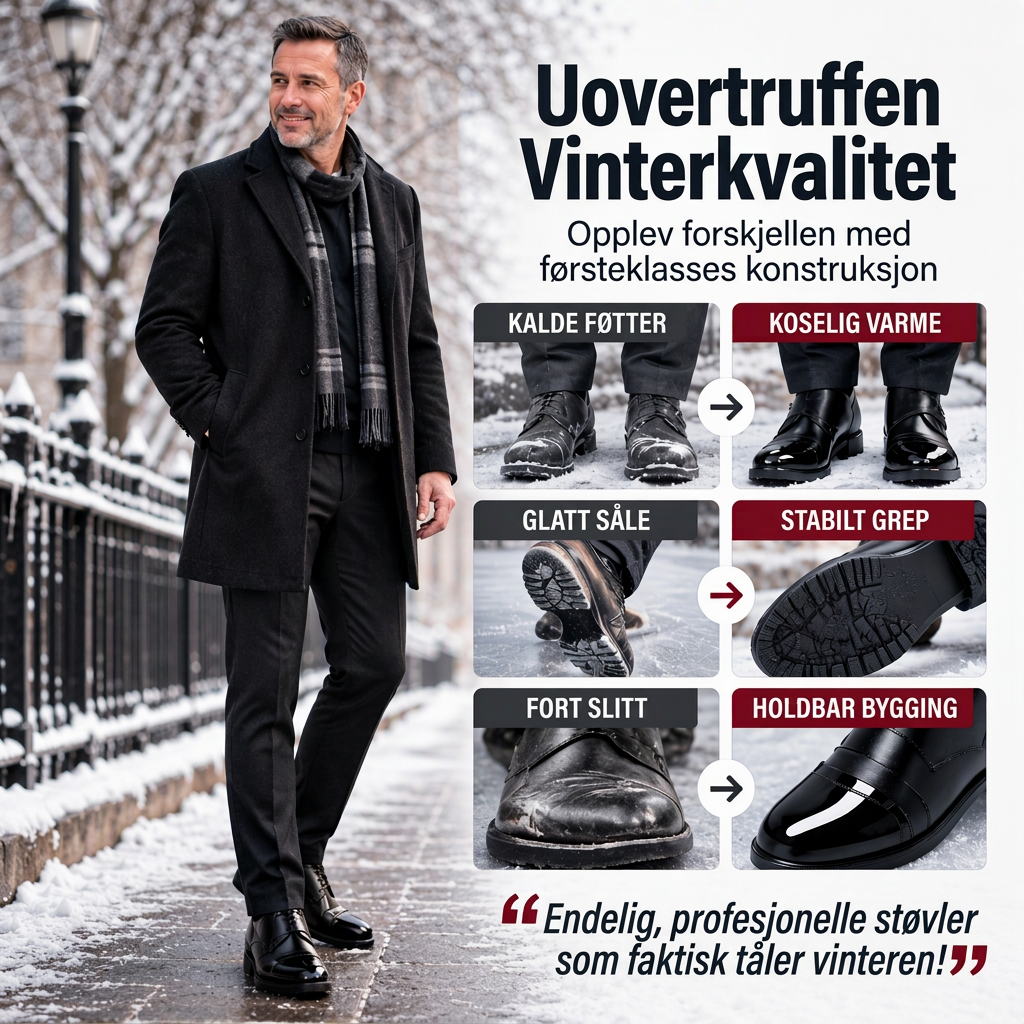 Varme og vanntette skinnsko for menn