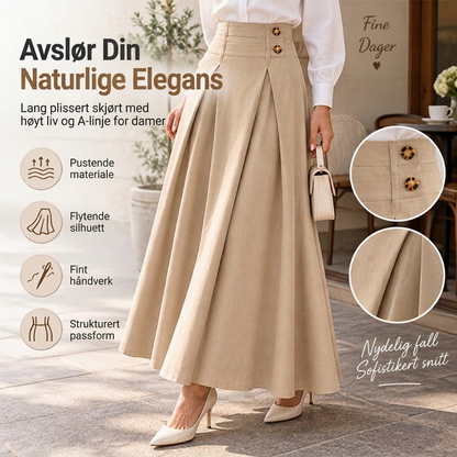 👗 Kvinners høytaljede, foldet A-linje maxi-skjørt ✨ Høytaljet, foldet design, flytende A-linje lang skjørt