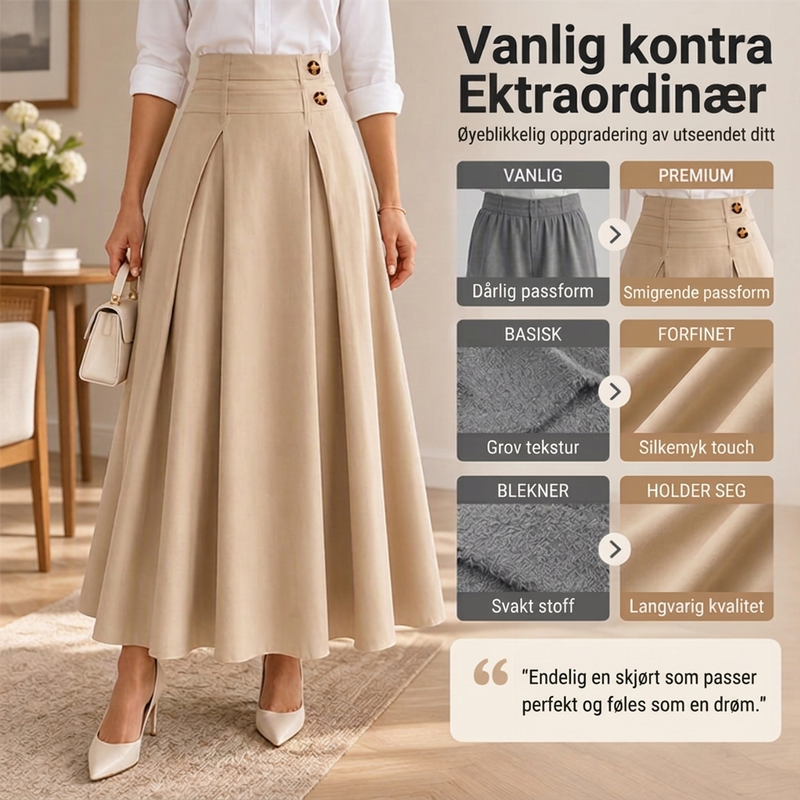 👗 Kvinners høytaljede, foldet A-linje maxi-skjørt ✨ Høytaljet, foldet design, flytende A-linje lang skjørt