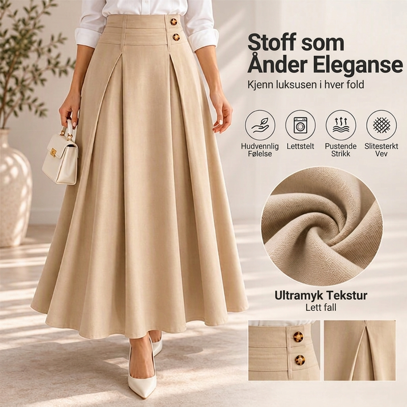 👗 Kvinners høytaljede, foldet A-linje maxi-skjørt ✨ Høytaljet, foldet design, flytende A-linje lang skjørt