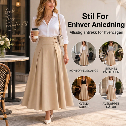 👗 Kvinners høytaljede, foldet A-linje maxi-skjørt ✨ Høytaljet, foldet design, flytende A-linje lang skjørt
