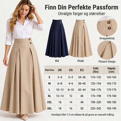 👗 Kvinners høytaljede, foldet A-linje maxi-skjørt ✨ Høytaljet, foldet design, flytende A-linje lang skjørt
