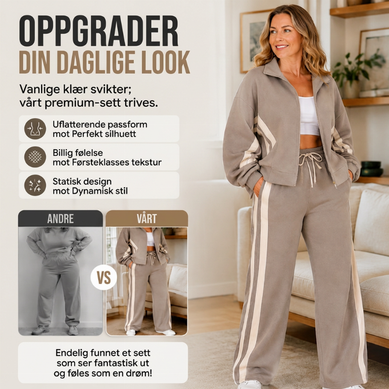 Sporty stripesett i to deler for kvinner