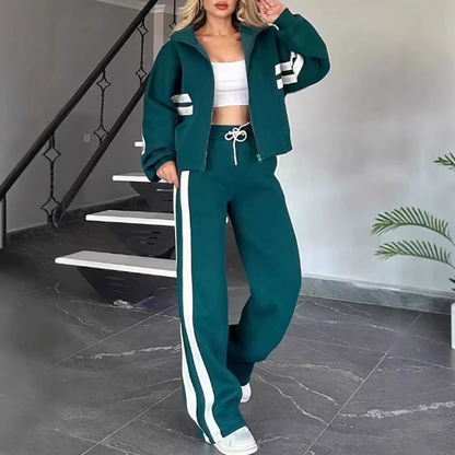 Sporty stripesett i to deler for kvinner