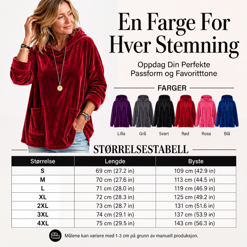 Damevelour genser med hette