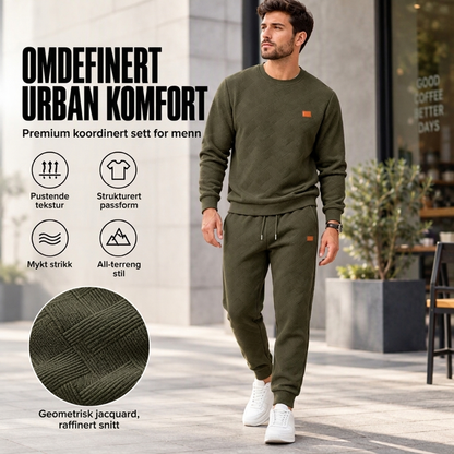 Herre-casual-sett i strukturert jacquard med sportsdesign