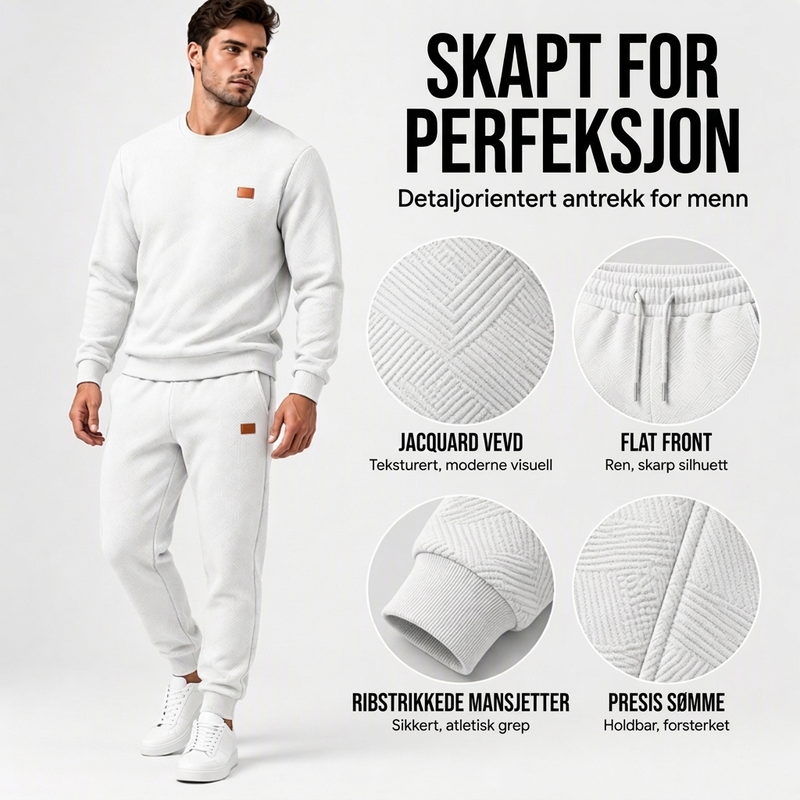 Herre-casual-sett i strukturert jacquard med sportsdesign