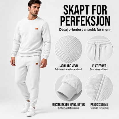 Herre-casual-sett i strukturert jacquard med sportsdesign