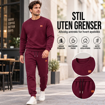 Herre-casual-sett i strukturert jacquard med sportsdesign