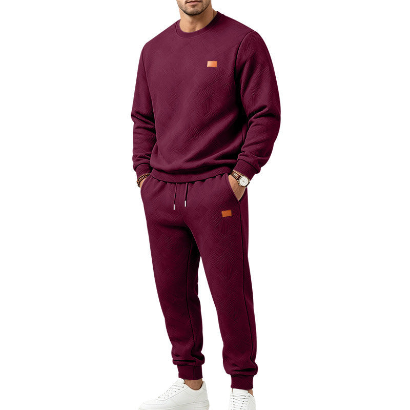 Herre-casual-sett i strukturert jacquard med sportsdesign