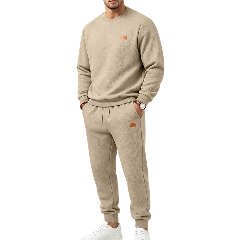 Herre-casual-sett i strukturert jacquard med sportsdesign