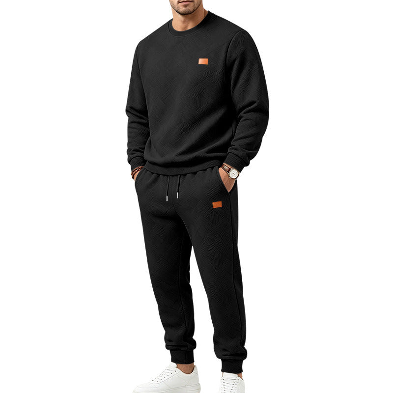 Herre-casual-sett i strukturert jacquard med sportsdesign