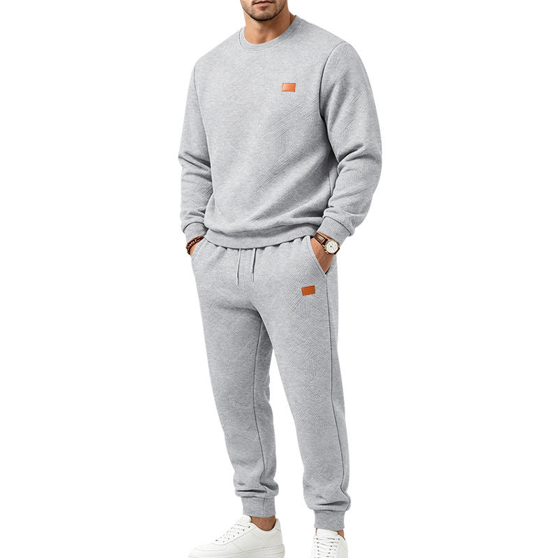 Herre-casual-sett i strukturert jacquard med sportsdesign