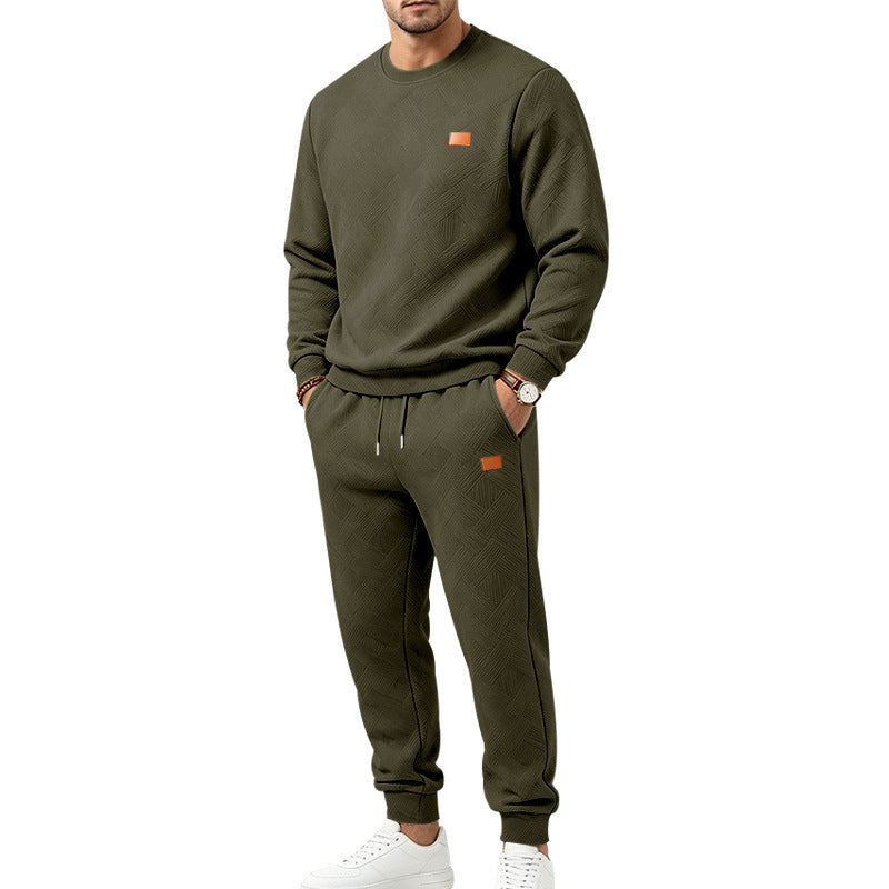 Herre-casual-sett i strukturert jacquard med sportsdesign