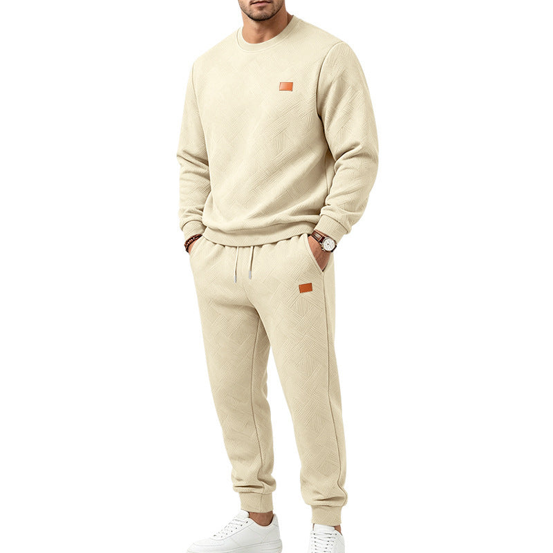 Herre-casual-sett i strukturert jacquard med sportsdesign