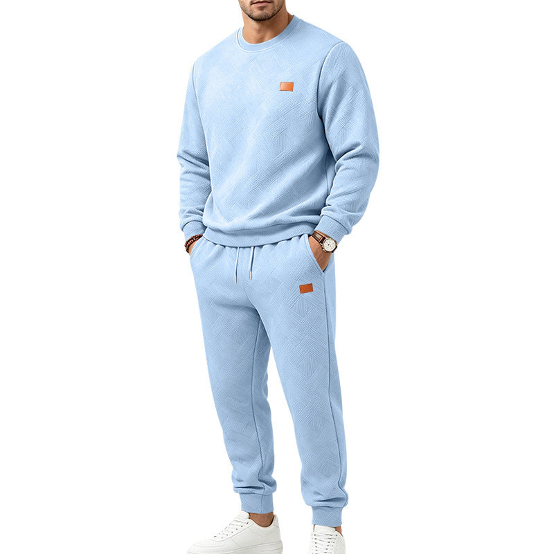 Herre-casual-sett i strukturert jacquard med sportsdesign