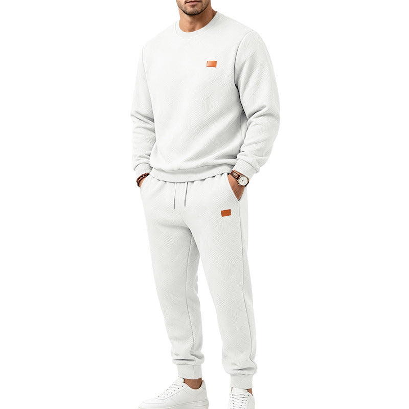 Herre-casual-sett i strukturert jacquard med sportsdesign
