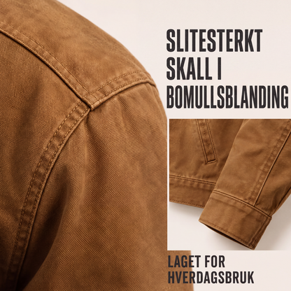 Arbeidsjakke med hette og plysjfôr for menn