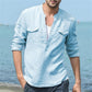 Мъжка риза с дълъг ръкав от памук и лен